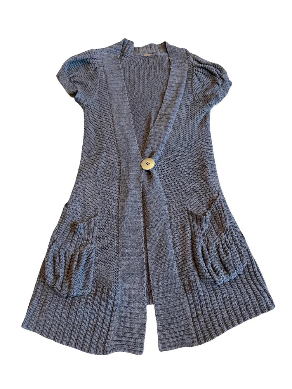 Free People Short Sleeve Sweater Long-Length Cardigan Y2K 2000s Size Medium